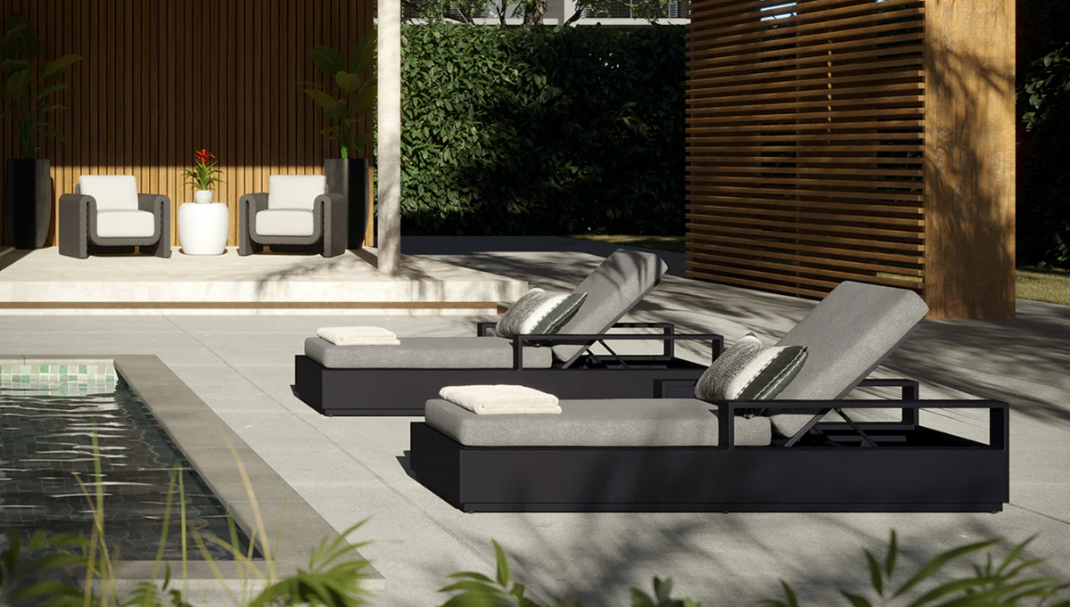 White Concrete Outdoor End Table - Table Top View | Bone & Brass