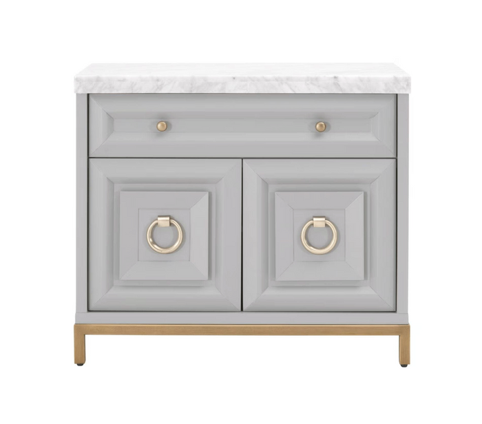 Azure Dove Gray & Carrera Marble Media Chest