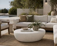 Corvo White Concrete Coffee Table - Small - Table Top View | Bone & Brass