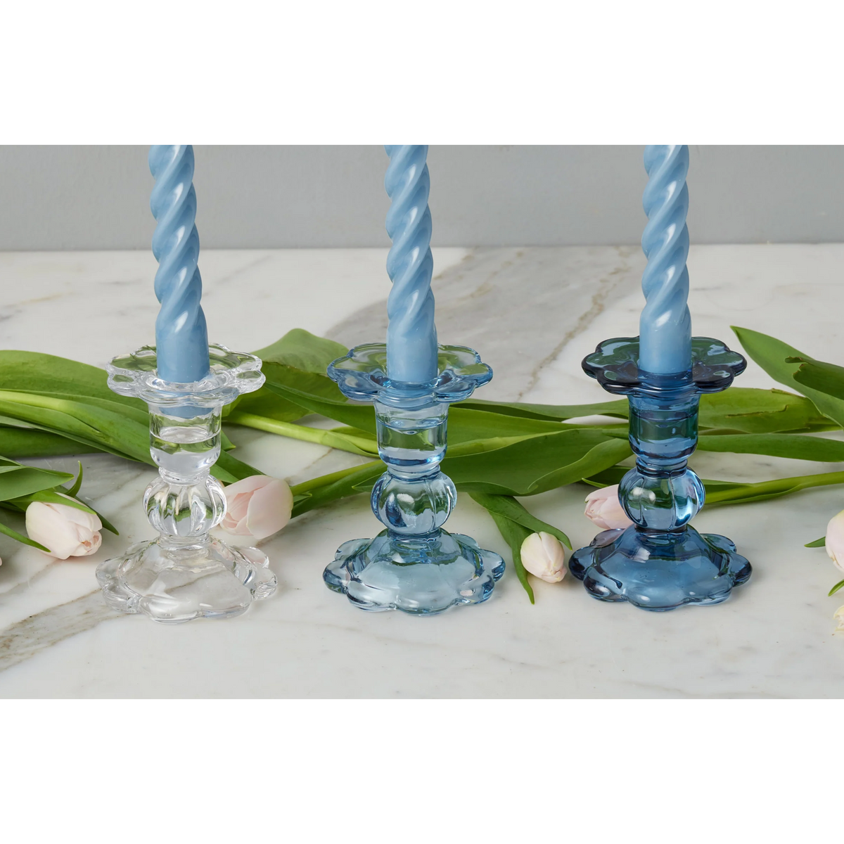 Blue Gradient Candlestick Holders, Set of 3