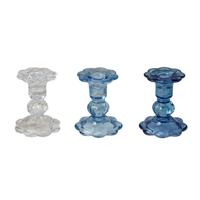 Blue Gradient Candlestick Holders, Set of 3