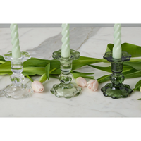 Green Gradient Candlestick Holders, Set of 3