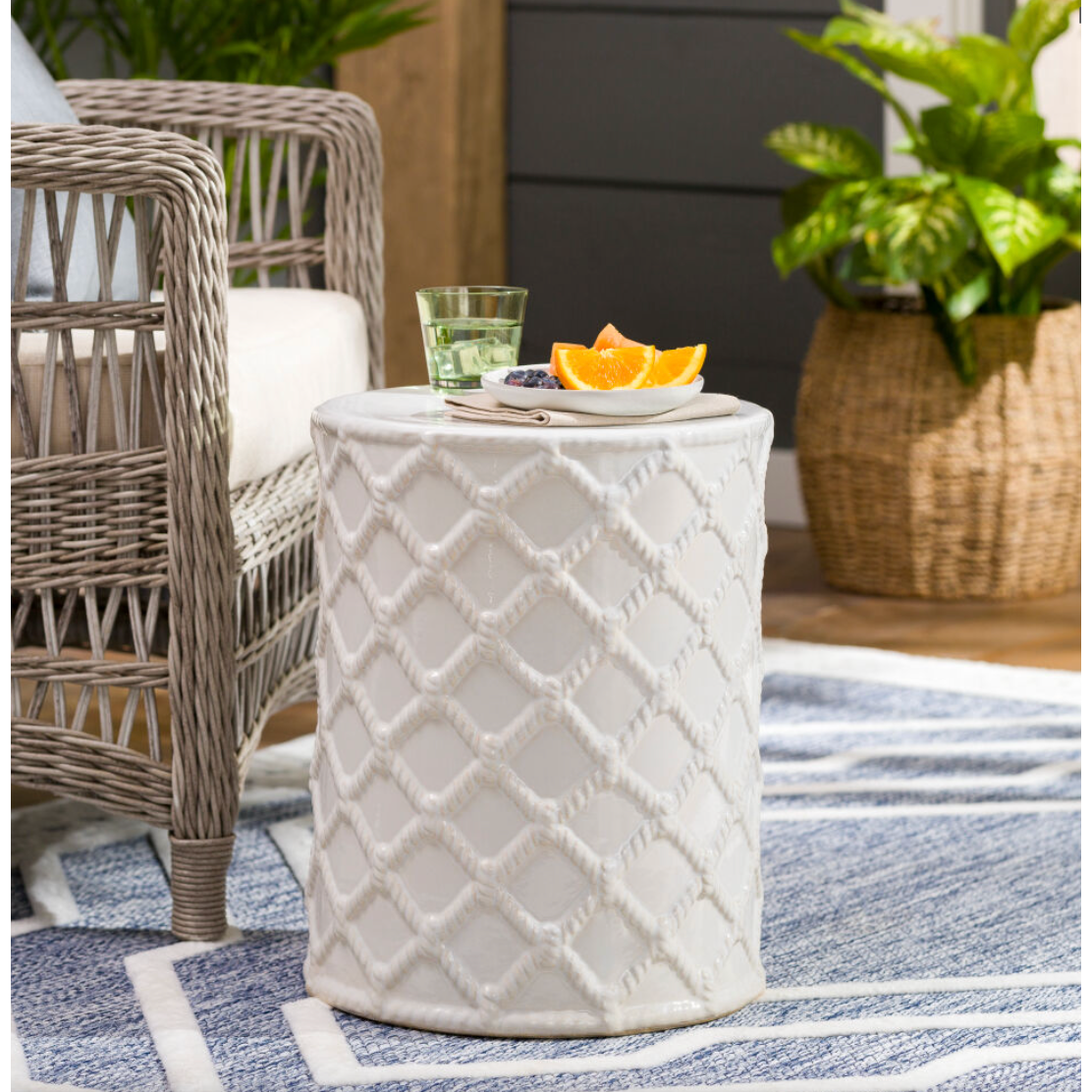 Gaylor White Ceramic Garden Stool
