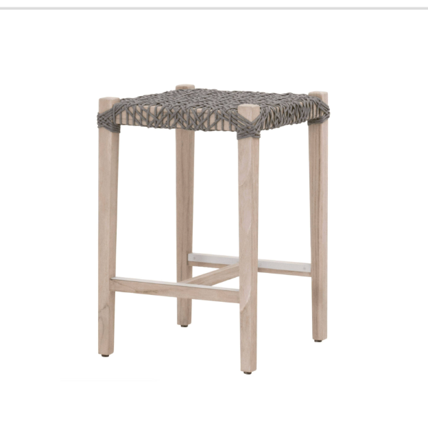 Cassie Gray Rope Outdoor Backless Counter Stool