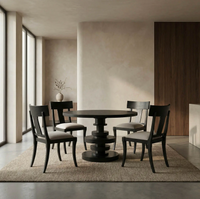 Corum Round Dining Table, Hand Rubbed Black