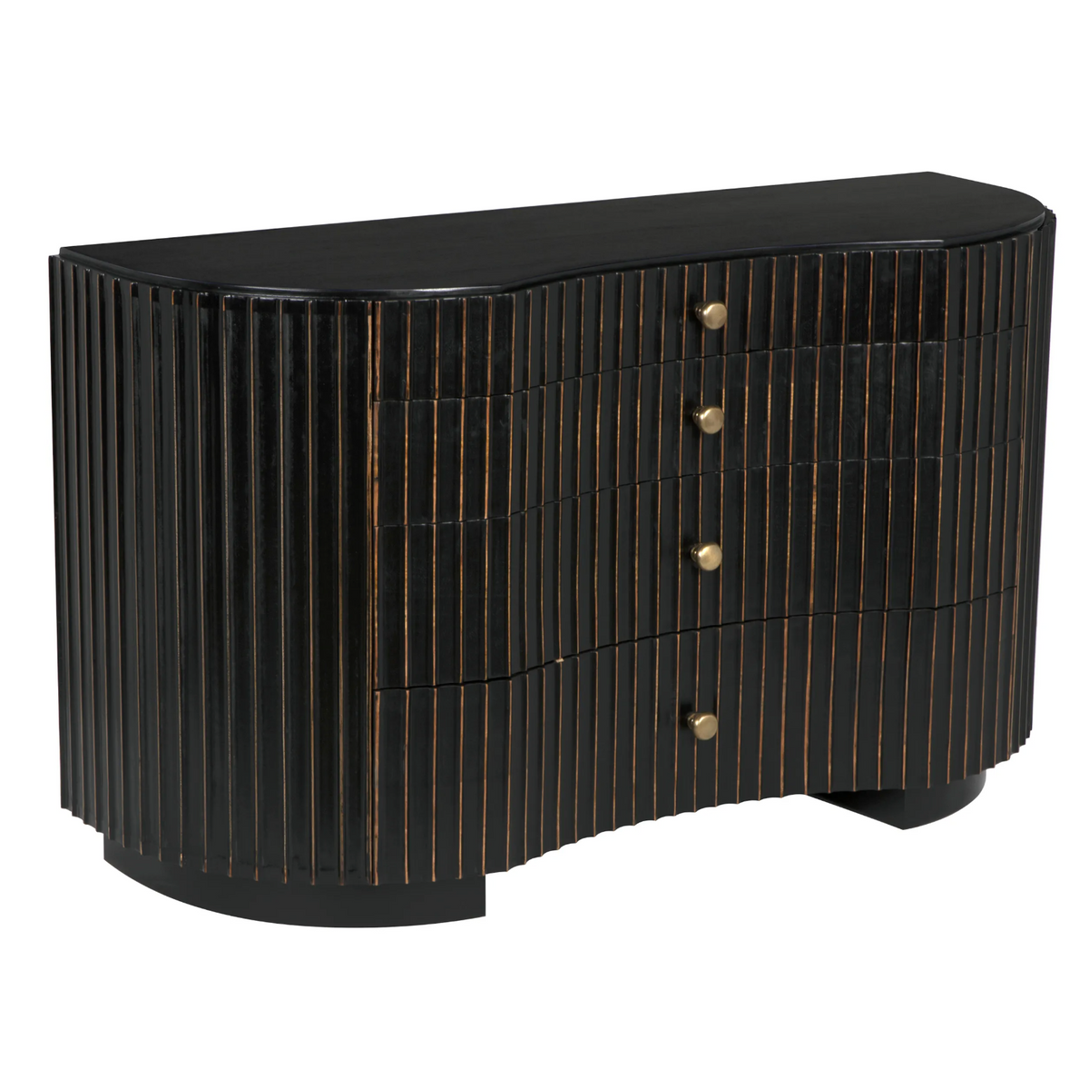 Irene Curved Fluted Hand Rubbed Black Dresser