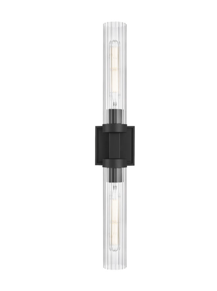 Matte Black Fluted Glass Wall Sconce