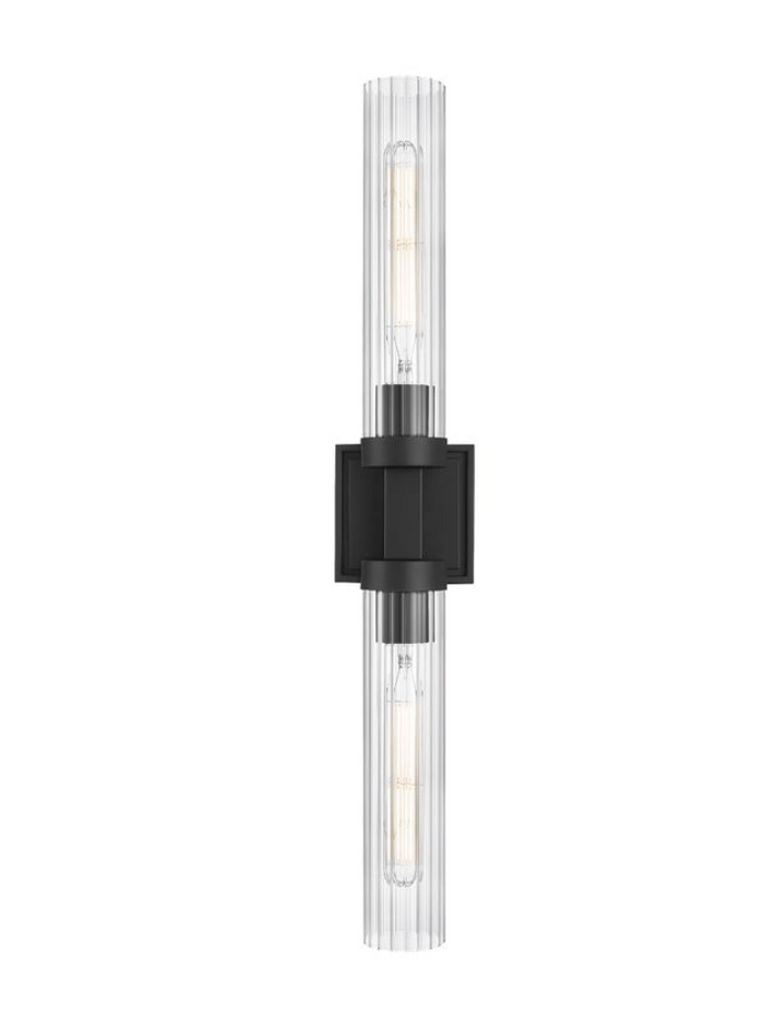 Matte Black Fluted Glass Wall Sconce
