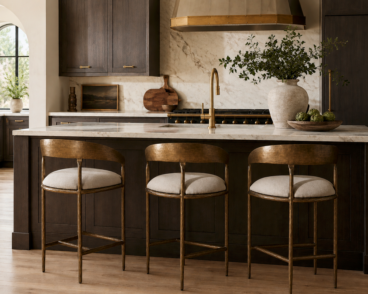 Zanatta Hammered Brass Counter Stool