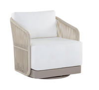 Allariz Swivel Greige Rope & White Outdoor Armchair