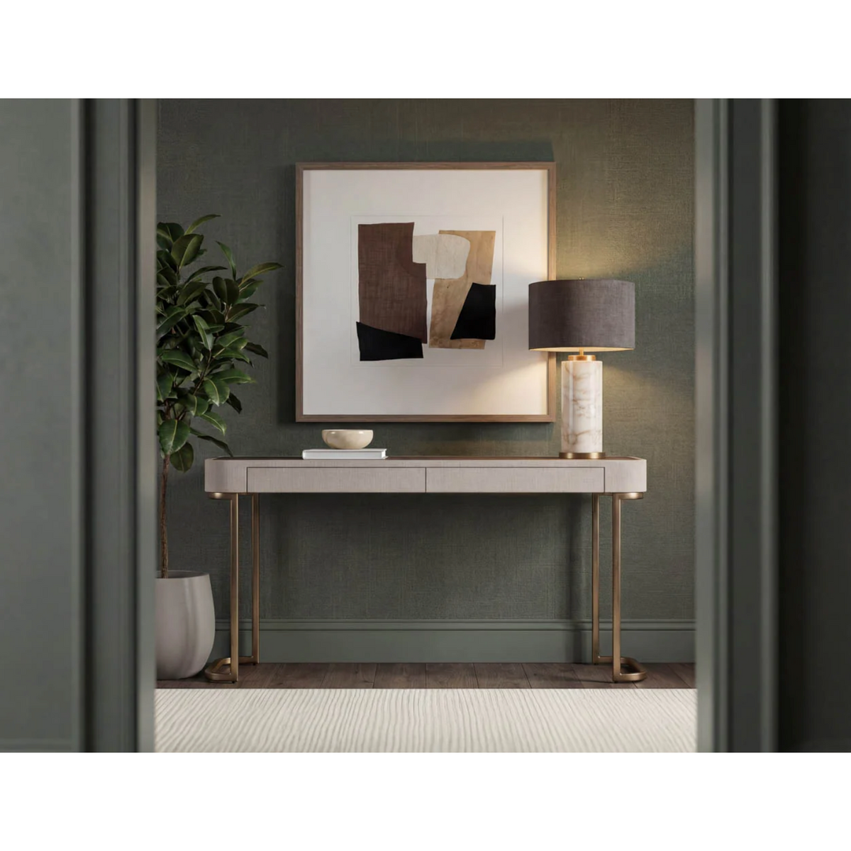 Jamille Cream & Warm Brass Console Table