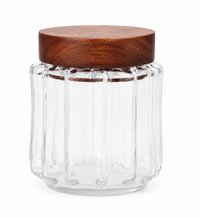 Fluted Glass Canisters with Wood Lid