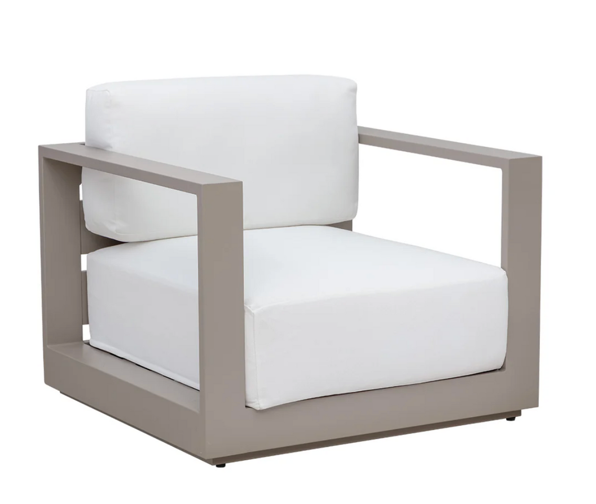 Tavira Greige & White Outdoor Lounge Chair