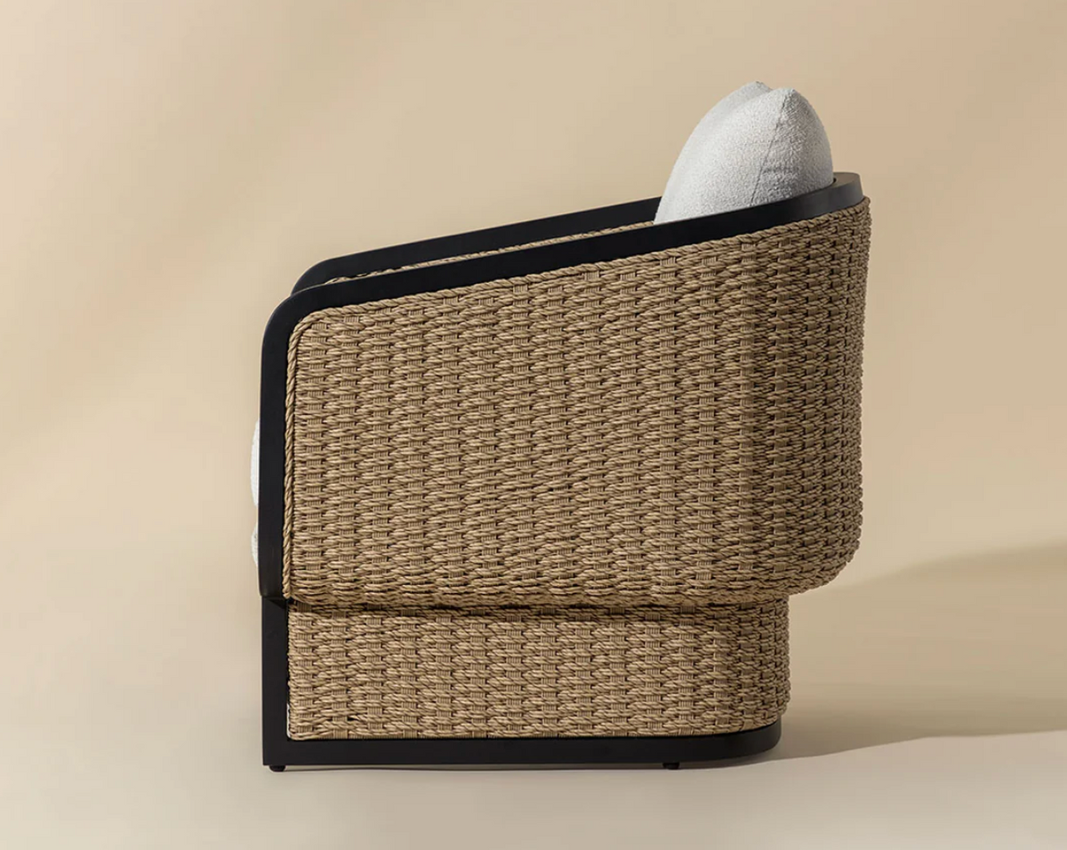 Olbia Natural Rattan & Boucle Outdoor Lounge Chair