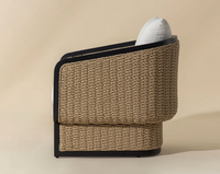 Olbia Natural Rattan & Boucle Outdoor Lounge Chair