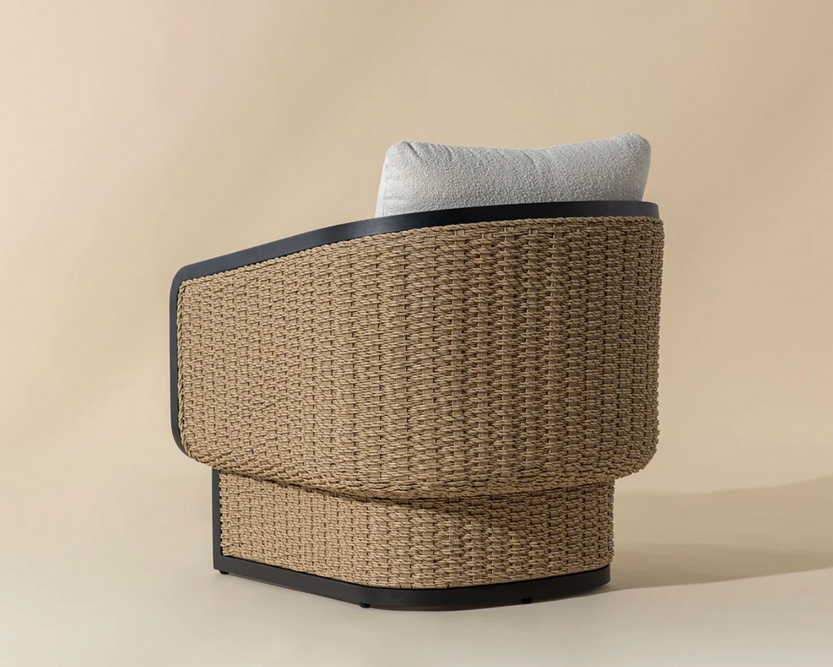 Olbia Natural Rattan & Boucle Outdoor Lounge Chair