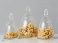 Teardrop Lidded Clear Glass Canisters