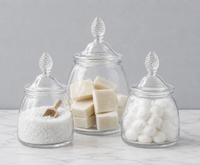 Teardrop Lidded Clear Glass Canisters