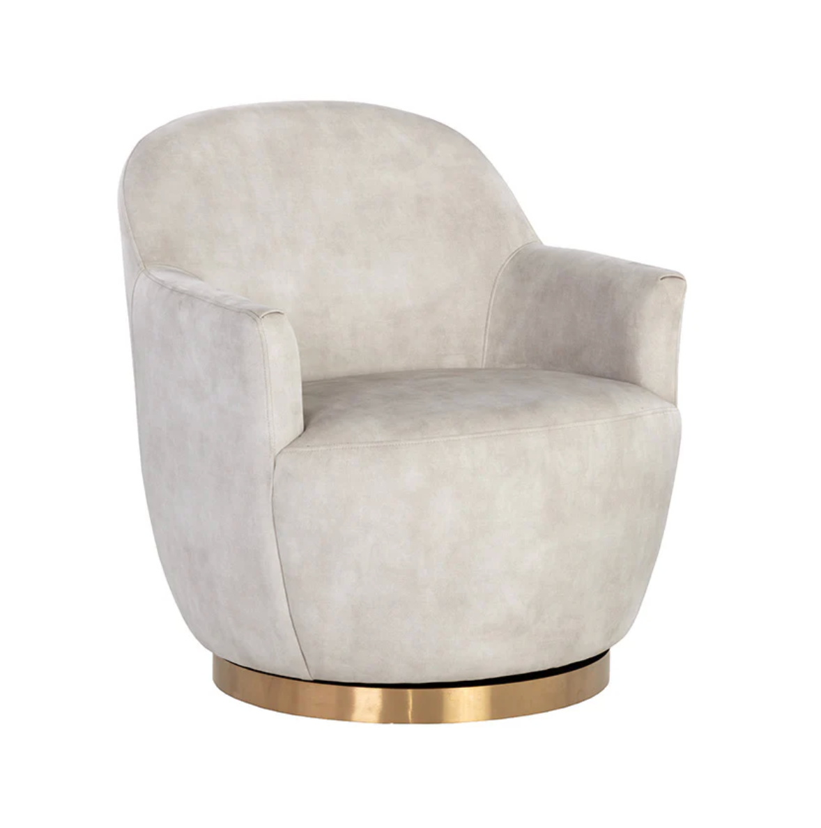 Casey Cream & Gold Swivel Lounge Chair