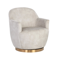 Casey Cream & Gold Swivel Lounge Chair