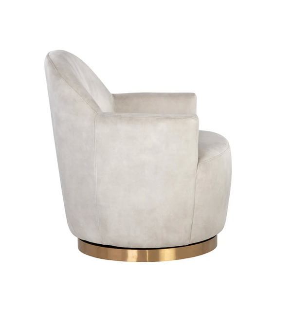 Casey Cream & Gold Swivel Lounge Chair