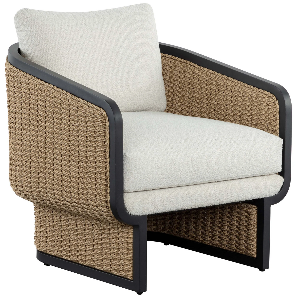 Olbia Natural Rattan & Boucle Outdoor Lounge Chair