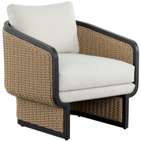 Olbia Natural Rattan & Boucle Outdoor Lounge Chair