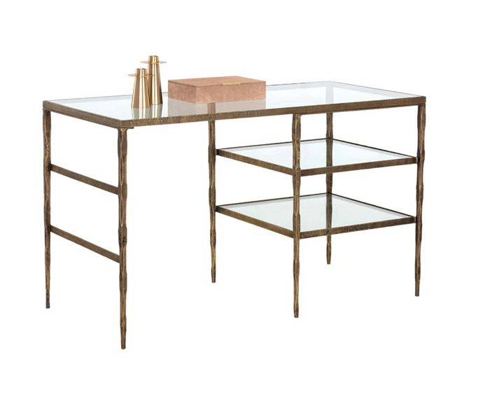 Bruna Hammered Antique Brass Desk