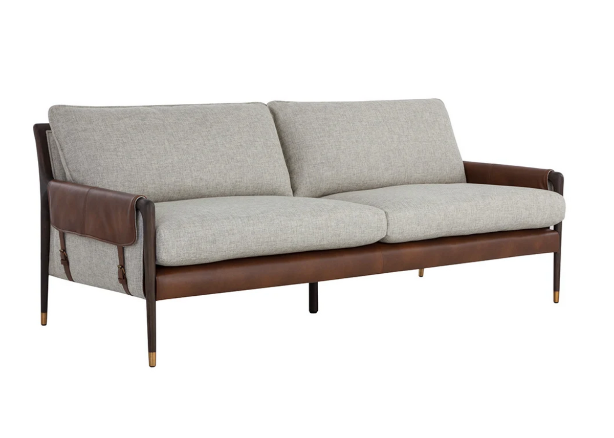 Mauti Cognac & Gray Buckle Sofa