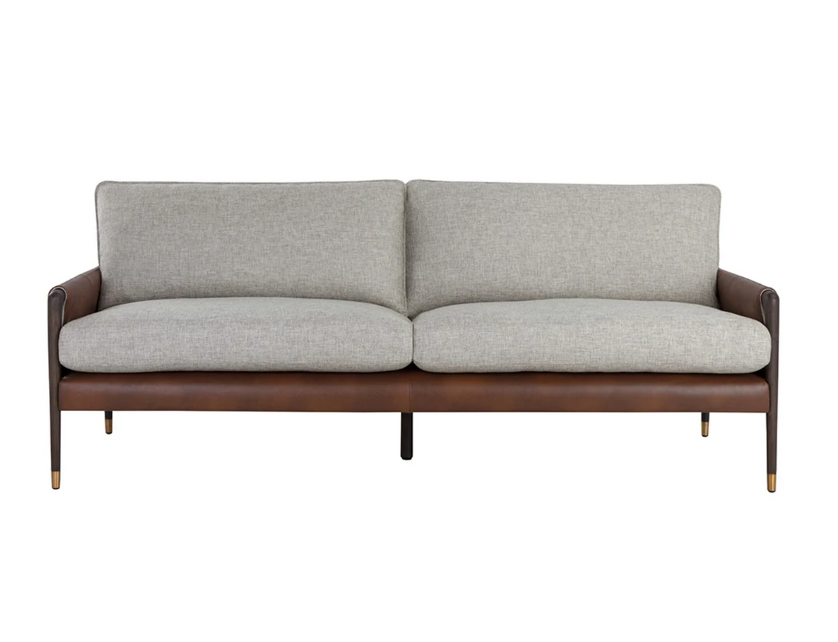 Mauti Cognac & Gray Buckle Sofa