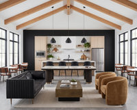 Batavia Black Leather Channeled Sofa