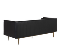 Batavia Black Leather Channeled Sofa