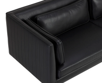 Batavia Black Leather Channeled Sofa