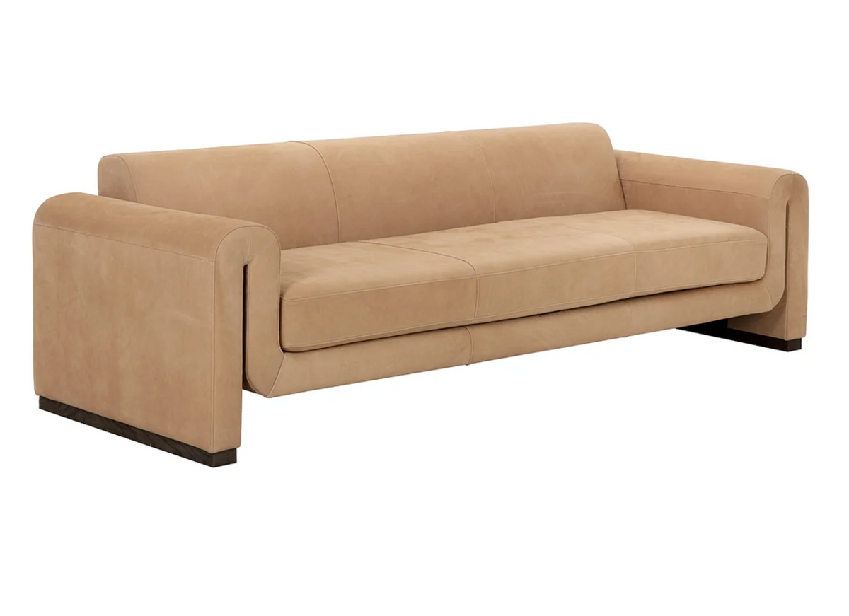 Romer Distressed Nubuck Tan Leather Sofa