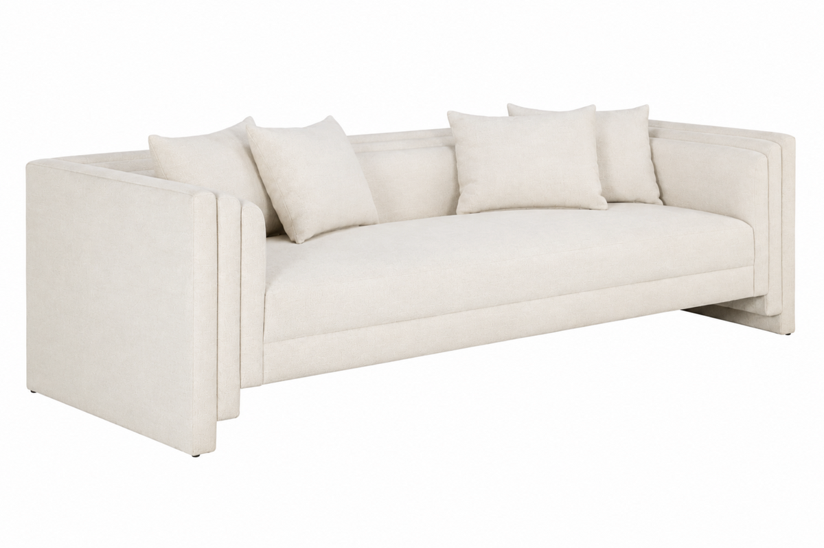 Kira 96" Modern Ivory Tweed Sofa – Sustainable Fabric