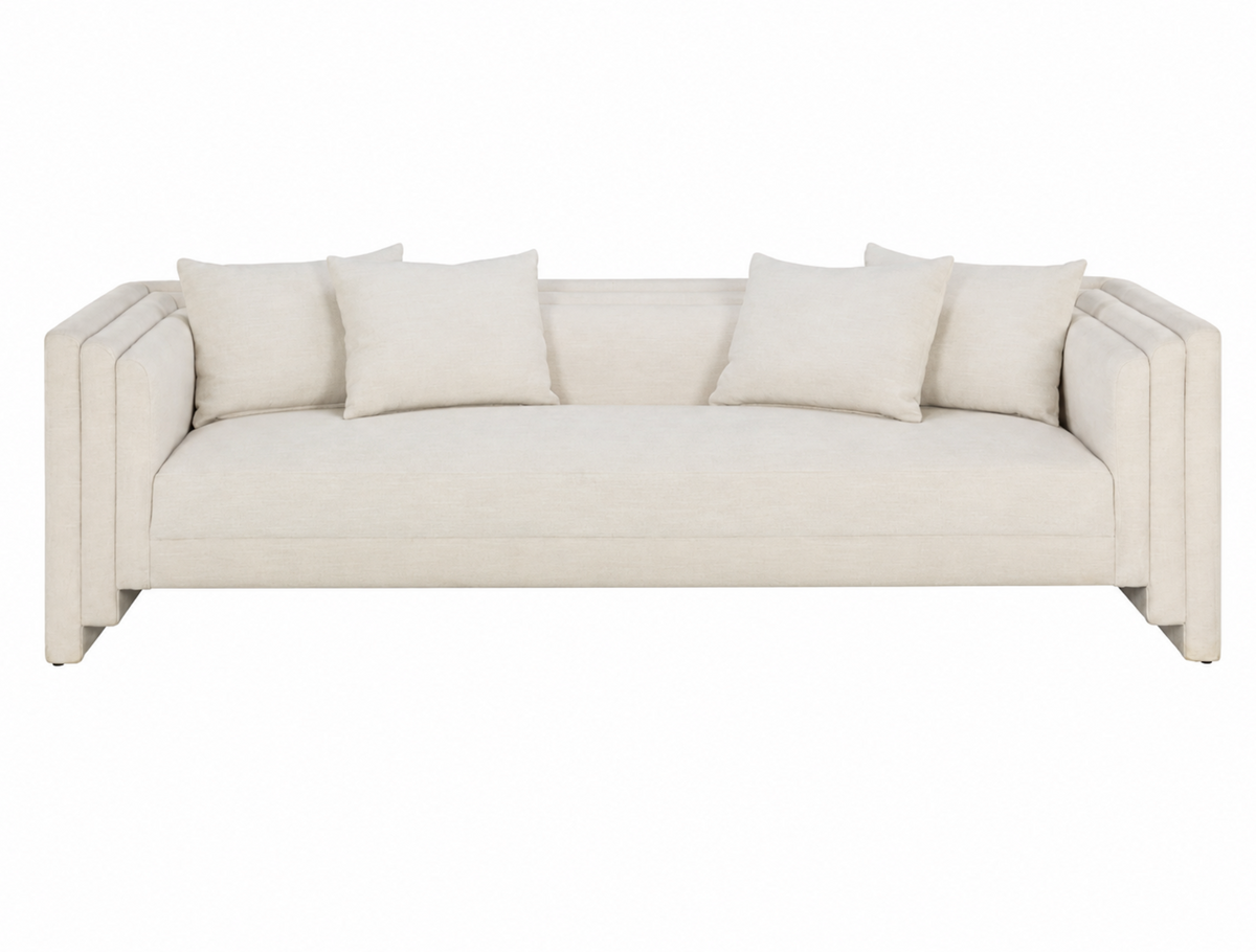 Kira 96" Modern Ivory Tweed Sofa – Sustainable Fabric