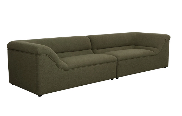 Modern Sculptural Olive Green Sofa