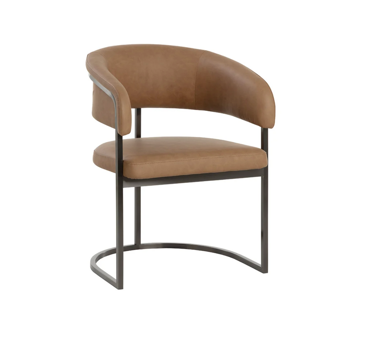 Marris Dining Gunmetal - Milliken Cognac Armchair