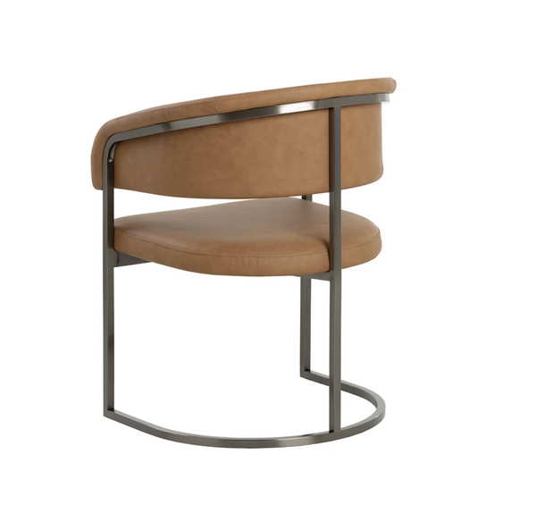 Marris Dining Gunmetal - Milliken Cognac Armchair