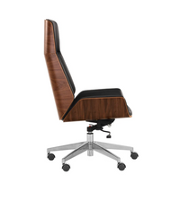 Rhett Black Leather & Walnut Office Chair