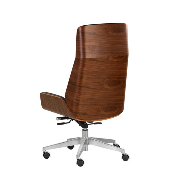 Rhett Black Leather & Walnut Office Chair