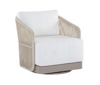 Allariz Swivel Greige Rope & White Outdoor Armchair
