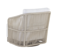 Allariz Swivel Greige Rope & White Outdoor Armchair