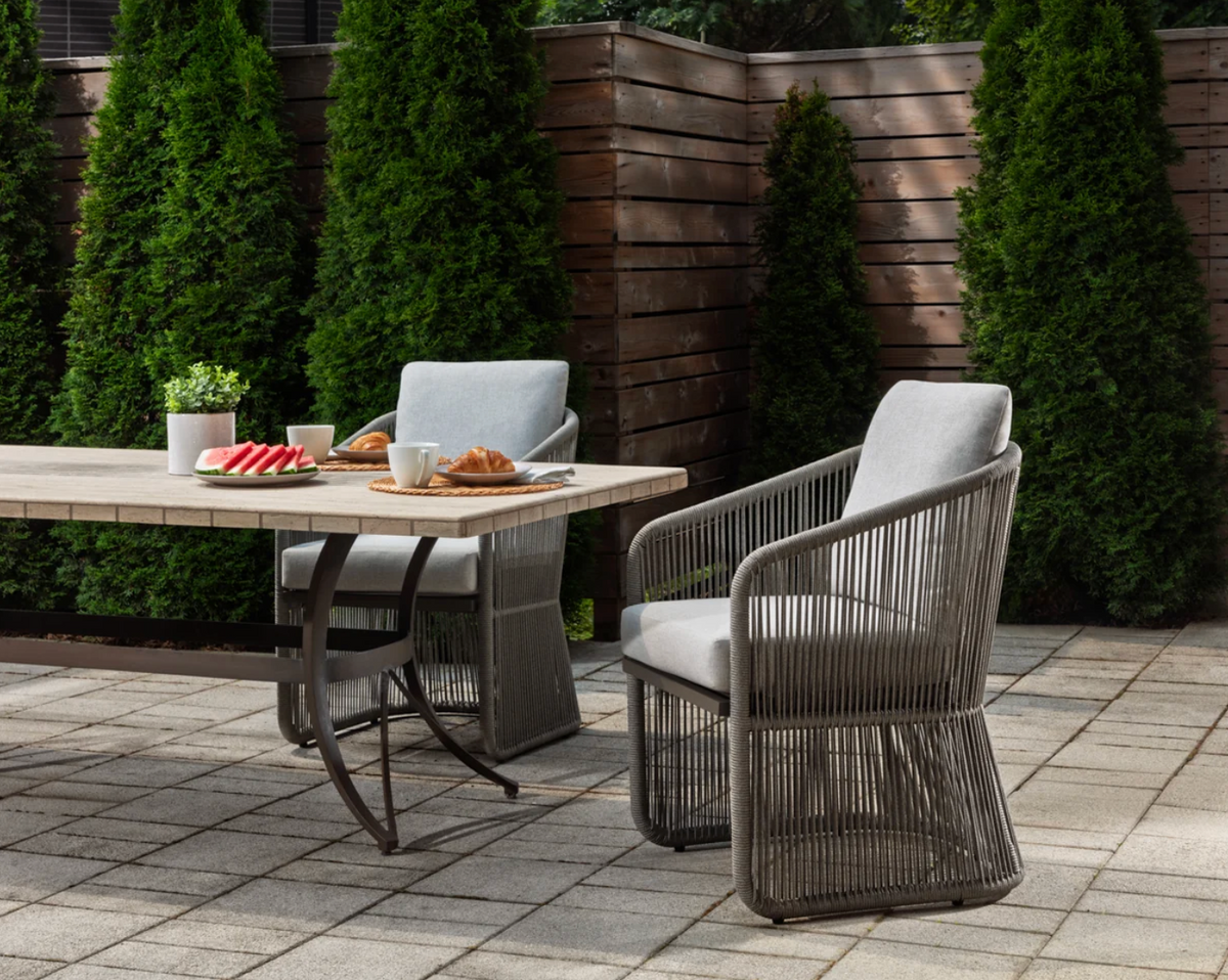 Allariz Warm Grey Rope Outdoor Dining Armchair