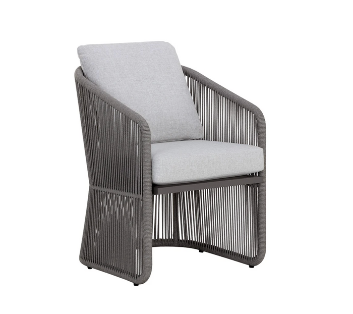 Allariz Warm Grey Rope Outdoor Dining Armchair