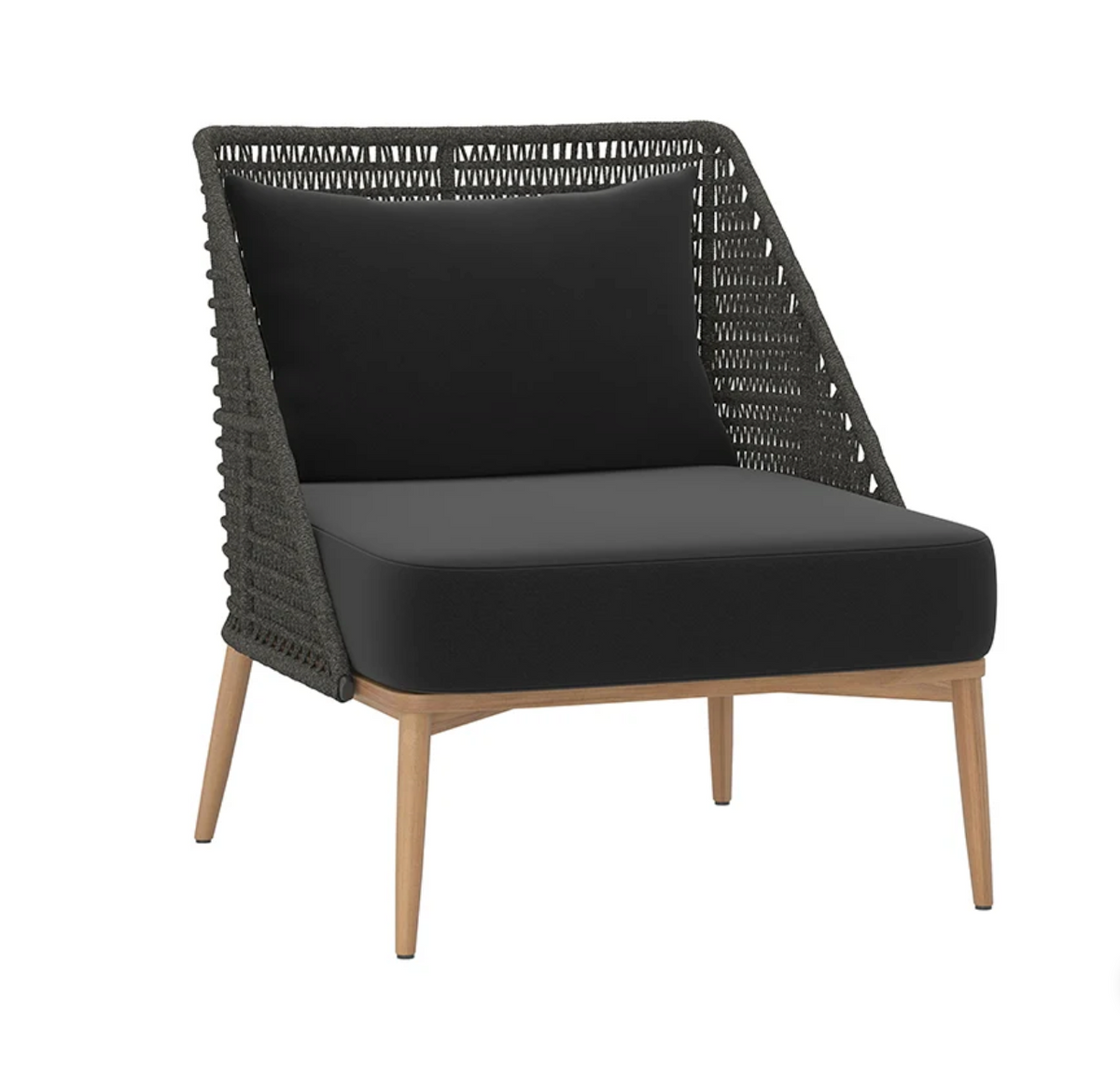 Andria Black Rope & Teak Outdoor Lounge Chair