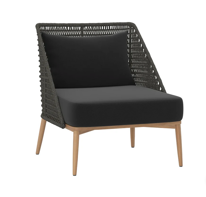 Andria Black Rope & Teak Outdoor Lounge Chair