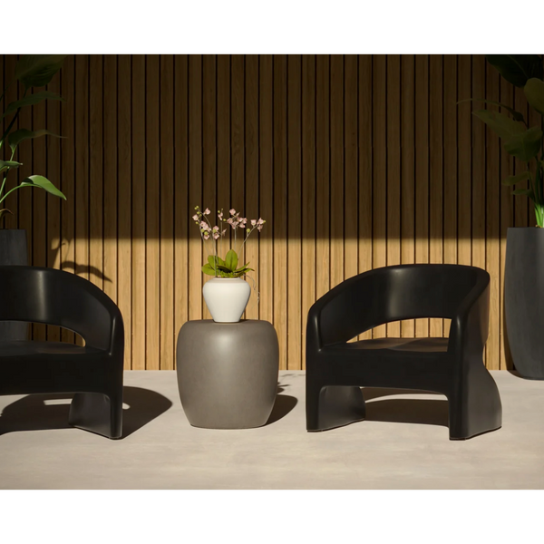 Cura Black Concrete Outdoor Lounge Chair