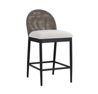 Calandri Grey Wicker & Cream Outdoor Counter Stool