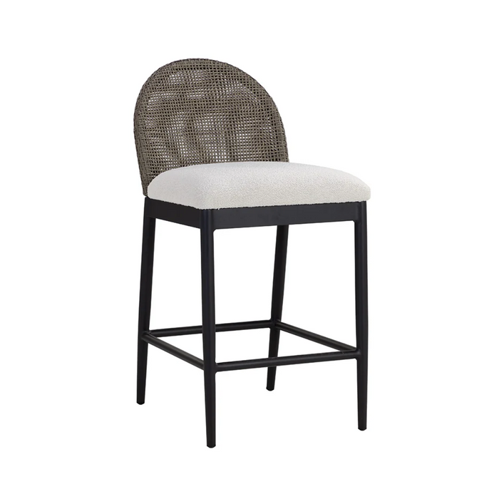 Calandri Grey Wicker & Cream Outdoor Counter Stool